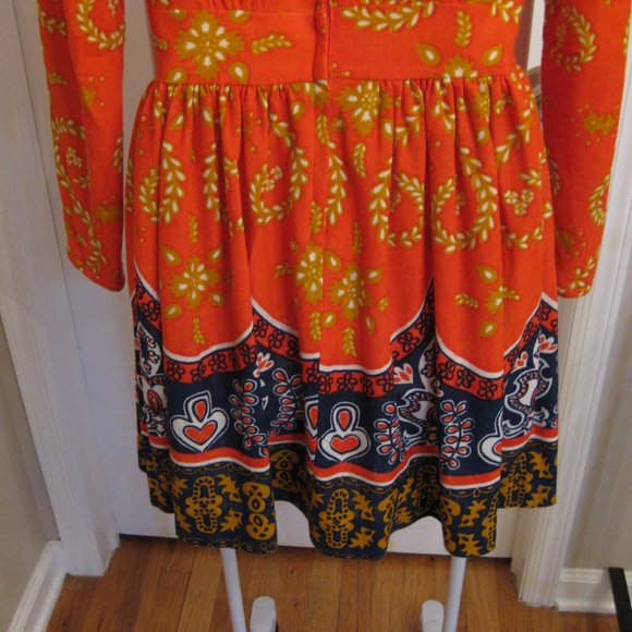 Vintage 60's Sears JR Bazaar Patterned Flower Child Dress - Picture 7 of 8
